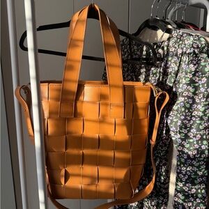Chic Tan Woven Tote Bag